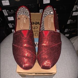 Toms Red glitter shoes
